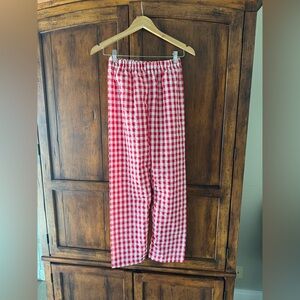 Red & White Gingham Cotton Straight Leg Pant XS